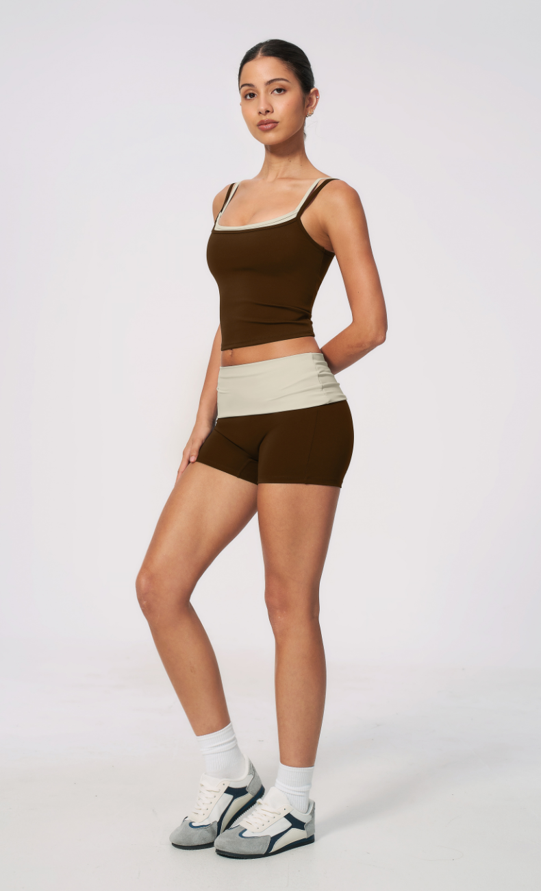 Mary Layered Cami Foldover Shorts Workout Set