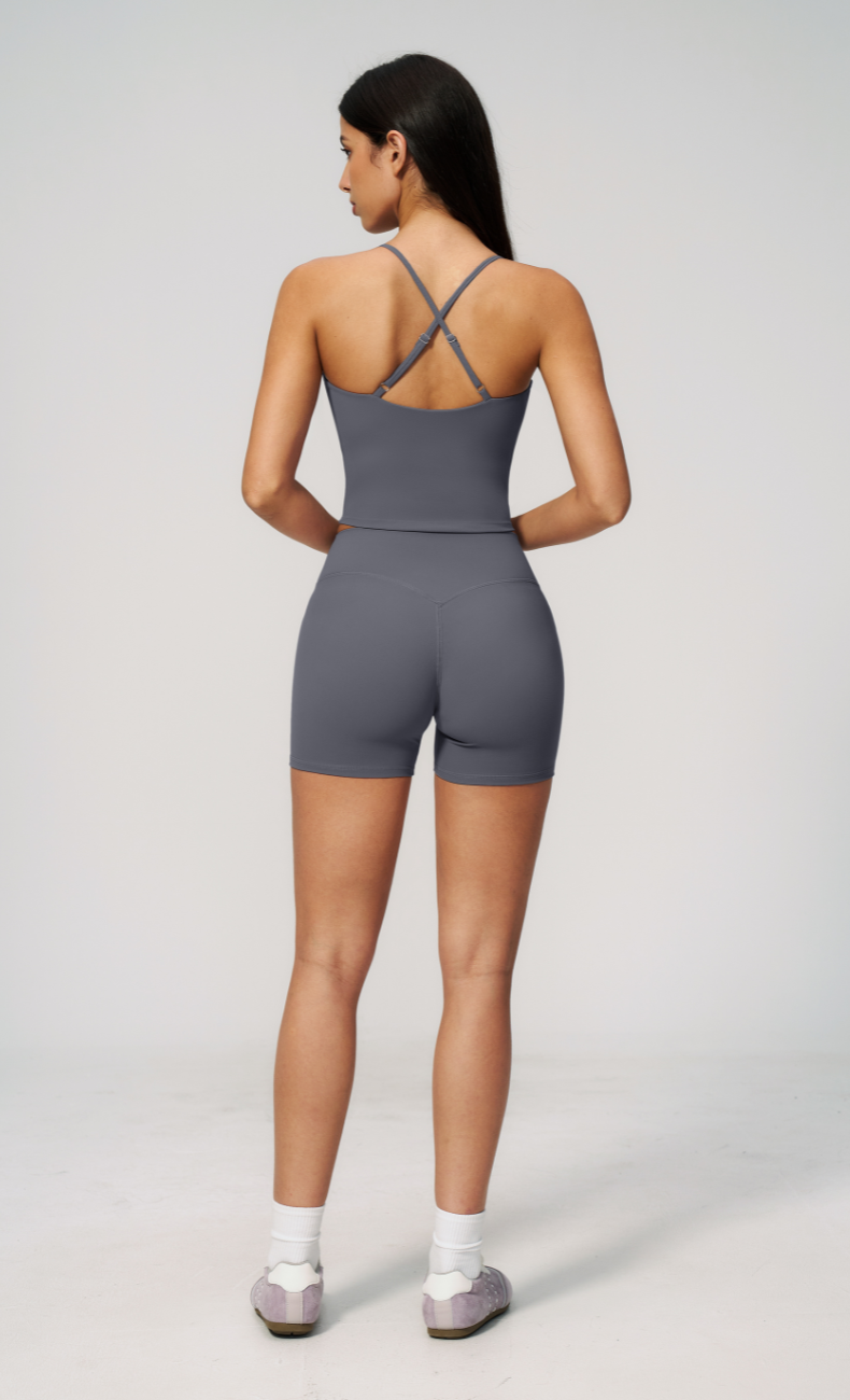Leah V-Neck Cami High Waisted Shorts Workout Set