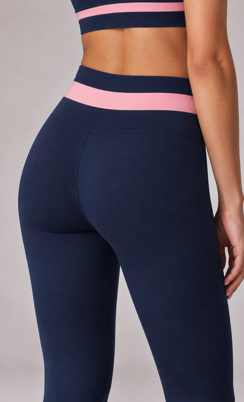 Noelle Contrast Trim Sports Bra High Waisted Leggings Workout Set