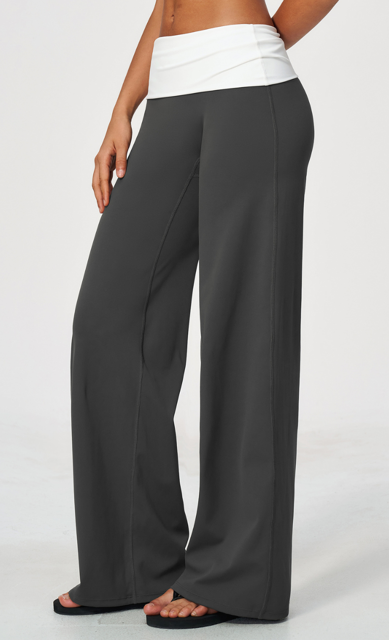 Mary Contrast Foldover Waist Wide Leg Pant