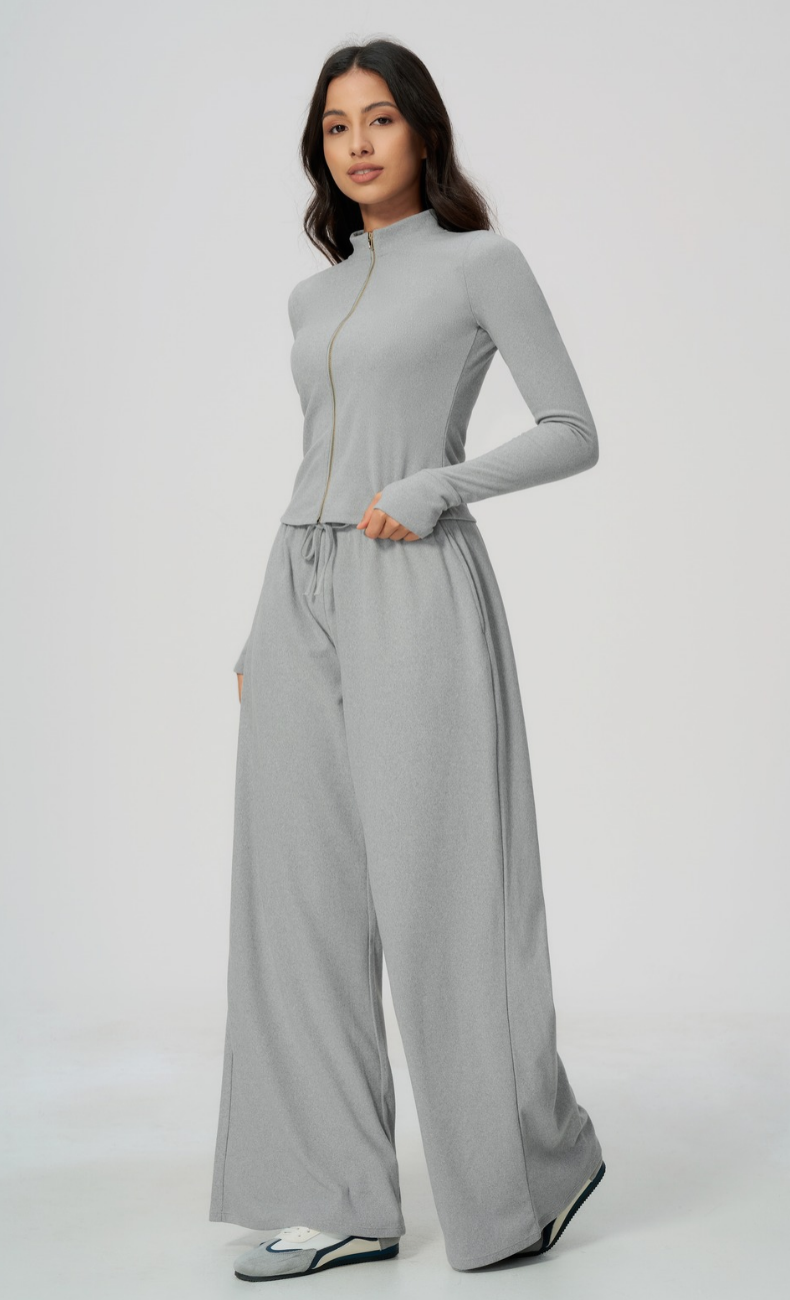 Tatiana Stand Collar Full-Zip Fitted Jacket