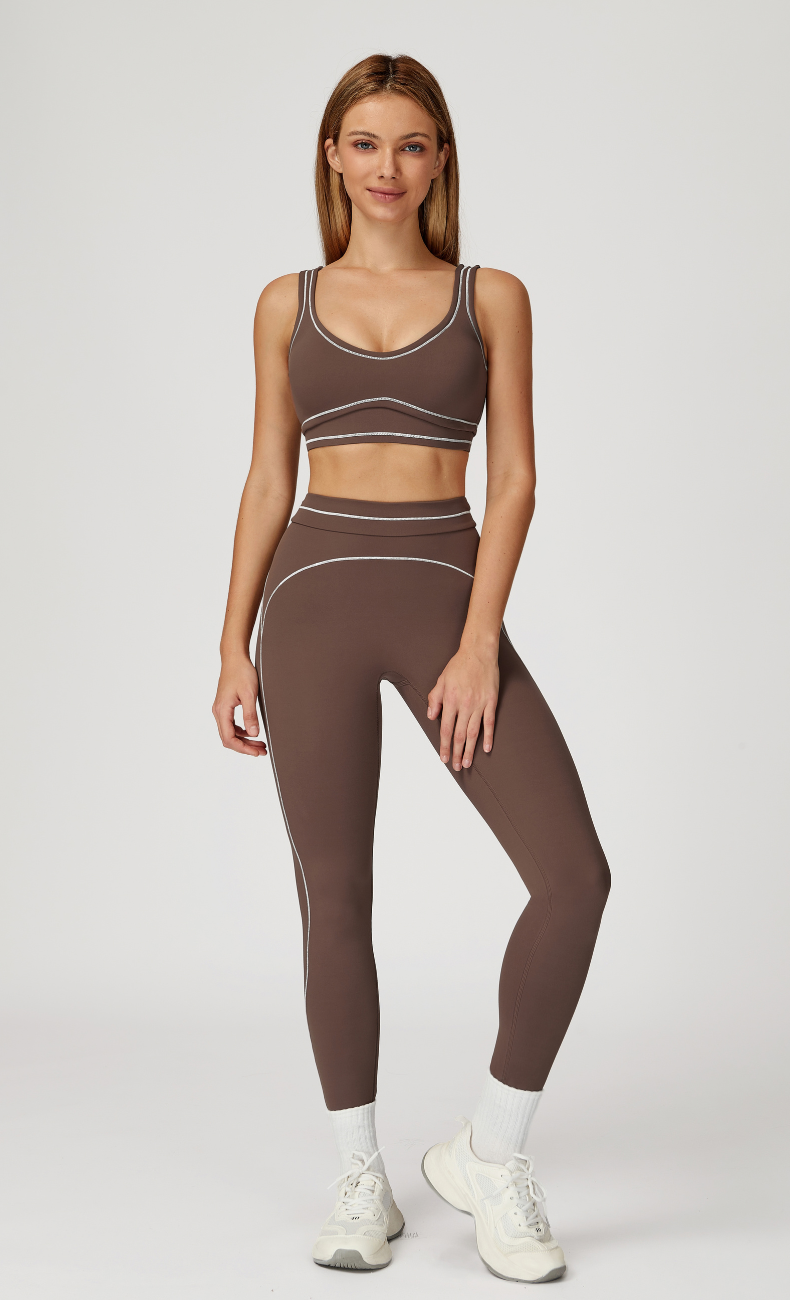 Alexis Open Back Contrast Trim Activewear Set