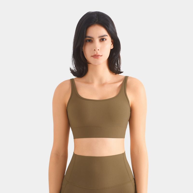 Alyssa Seamless Ribbed Bra - Deep Khaki